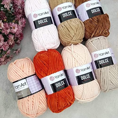 Yarn Art Dolce Yarn 100% MicroPolyester Velvet Blanket Amigurumi Super Bulky :6 Baby Chenille Yarn (1 Skein, 759-FUSIA) - color: 759-FUSIA
