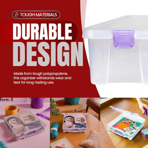 ArtBin Essentials 12 x 12 One-Compartment Craft Box, Clear | One Open Compartment, 15.25 x 14 x 3.5 Inches, Secure Latches, Stackable, Durable Polypropylene - color: Purple, size: 1 Pack