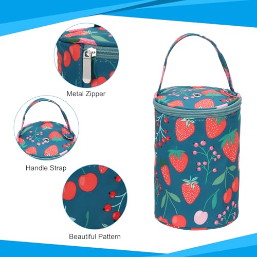 PATIKIL Knitting Bag for Yarn Crochet Organizer Strap Case Holder Blue Red | Storage, Small Size, with Pocket, for Crocheting Supplies Needles Hooks