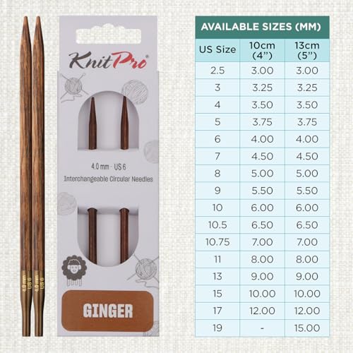 KnitPro Ginger Interchangeable Circular Needles 5" (13cm) | US Size 6 (4mm) - size: US 6 (4mm)