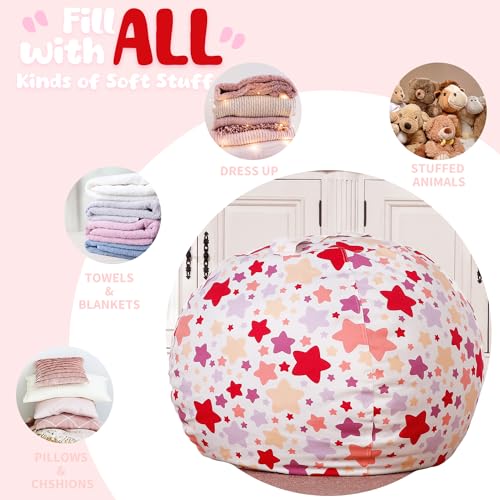 WEKAPO Stuffed Animal Storage Bean Bag Chair Cover for Kids | Stuffable Zipper Beanbag for Organizing Children Plush Toys Large Premium Cotton Canvas (Large Star, X-Large) - color: Large Star, size: X-Large