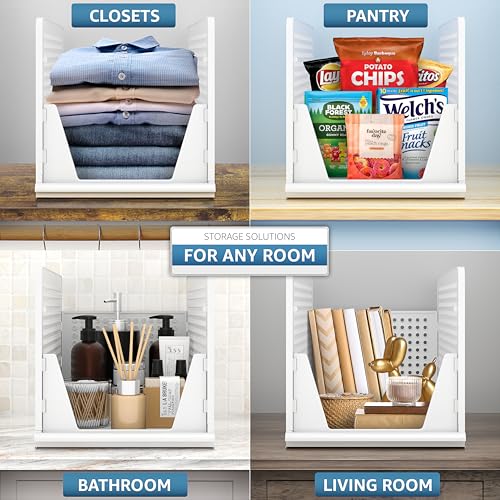 Sorbus Stackable Closet Organizer, Open-Front Shelf Bins (3 XL) | Plastic shelves and baskets for clothes in pantries, bathrooms, kitchens, garages, cabinets and countertops. - size: 3 XL