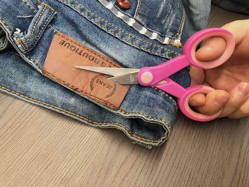 5 Inch Detail Scissors, Straight Tips Small Sscissor, 3 Pack | Embroidery Scissor with Stainless Steel Blade, Soft Comfort-Grip, Crafting and Home General Use, Pink - color: Pink