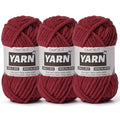 3 Pack Burgundy Fluffy Chunky Chenille Crochet Yarn, Baby Yarn for Crocheting Soft Blanket, Bulky Velvet Yarn (100g/54.8yds Each), Plush Amigurumi Yarn for Knitting Crafts, Scarves, Puzzle - color: 3 Burgundy