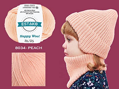 Estako Happy Wool, 40% Merino Wool Blend Fingering Yarn, Violet, 2-Pack | soft, sock weight, 100 g, 382 yds, baby clothes, sweaters, scarves, hats, 3 mm needles - color: 8015 - Violet, size: 2 Skeins