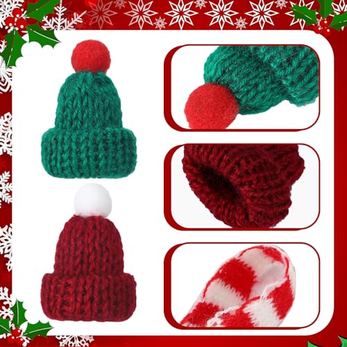 Bencailor 48 Pcs Mini Knit Hats Scarves Set for Christmas DIY, Bright Color | Included Tiny Hats and Scarves, Pom Pom Knit Style, Bright Assorted Colors, Snowman Crafts, Doll Decor Ornaments Set - color: Bright Color