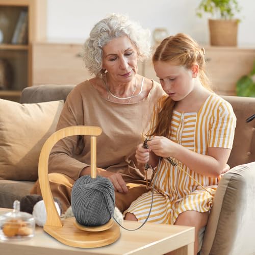 Wooden Yarn Holder for Knitting and Crocheting, Magnetic Crochet Yarn Holder, Spinner Yarn Holder for Crocheting, Crochet Accessories for Yarn Ball (Wood Color) - Large - color: Wooden Color