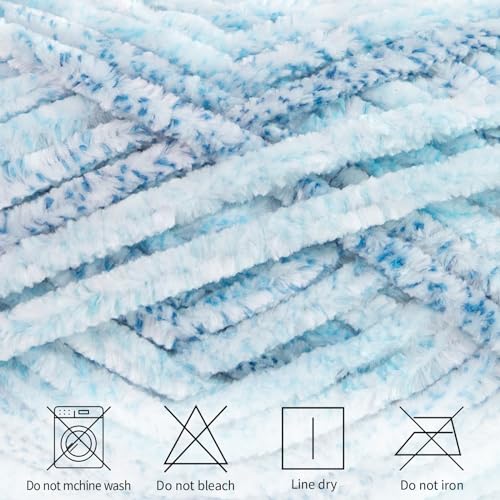 Franel Velvet Chenille Yarn, Bulky Plush Blanket Yarn 3-Pack (106 Enchant) | 100% Polyester, 100g/80m per skein, 6mm plush chenille. Ideal for amigurumi, baby blankets & pillows. Machine washable. - color: Blue Enchantress