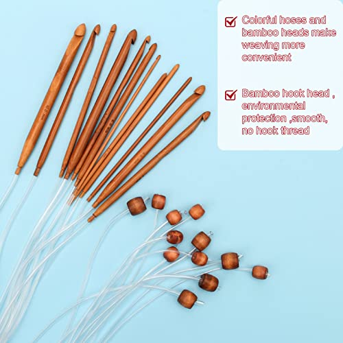 23 Pieces Tunisian Crochet Hooks Set, AHIER 12PCS Bamboo Crochet Hooks 3-10mm and 11PCS Tunisian Afghan Aluminum Knitting Needles Set 2-8mm (Transparent)