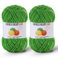 2 * 100g/3.5oz Fluffy Chenille Yarn for Crocheting, Chunky Velvet Yarn for Crochet Amigurumi, Used for Making Baby Yarns Blanket, Clothes, Pattern Knitting Creations (Green) - color: Green