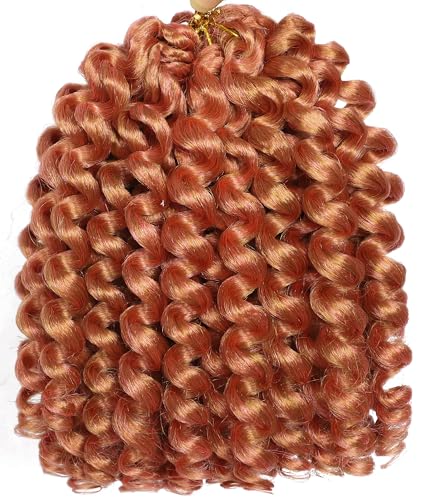 Rose Golden Deep Pink Crochet Hair 60 Strands 2X Ringlet Wand Curl Jamaican Bounce 8 inch Synthetic Pre Looed Crochet Hair Extensions Crochet Braiding Hair 20 Roots (8Inch (Pack of 3), Pink) - color: Pink, size: 8 Inch (Pack of 3)