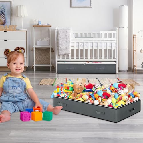 BiCINE 6 Pack Under Bed Storage Containers, 90L Collapsible Closet Organizers and Storage Bins, Underbed Storage Bags for Wrapping Paper, Blanket, Towels, Clothes, Comforter, Sweaters, Linen Sheets | Under Bed Storage Bins, Underbed Storage Bags for Wrapp