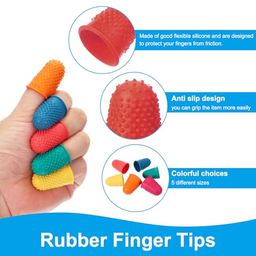 PATIKIL Rubber Finger Tips, 15 Pack Silicone Thumb Fingertip Protector Finger Cots Covers Guard Pads Thimble Grips for Office Counting Sewing, Red M Size - color: Red, size: 1.2x0.8inch（Medium）