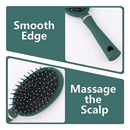 4 Pcs Hair Brush Gifts Set for Women,Detangling Hairbrush for Women and Kids,Flexible Soft Pin Bristles for Long Thick Curly Wavy Dry Damaged Hair - color: Forest Green