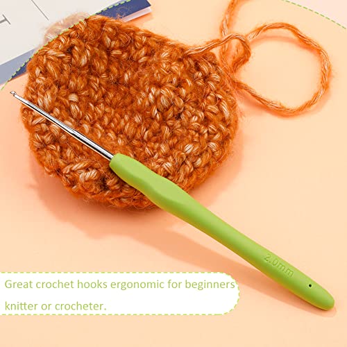 SHWAKK Crochet Hook, 2.0 mm Ergonomic Crochet Hook for Arthritic Hands | Crochet Needles, Knitting Needles with Soft Handle Beginners and Experienced Hobbyists(2.0 mm) - size: 2.0mm