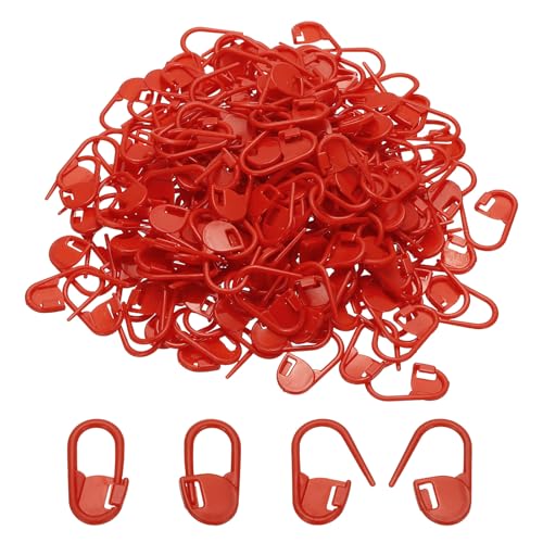 PATIKIL Crochet Stitch Markers, 200Pcs Plastic Knitting Markers Needle Pin Locking Stitch Marker for Sewing Crocheting DIY Craft, Red - color: Red