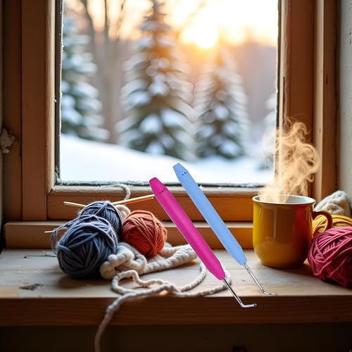 2Pcs Knitting Loom Hook Crochet Hook for Knifty Loom Hook Tool with Handle Knitting Sewing Tools Durable and Fashion, Crochet Hooks