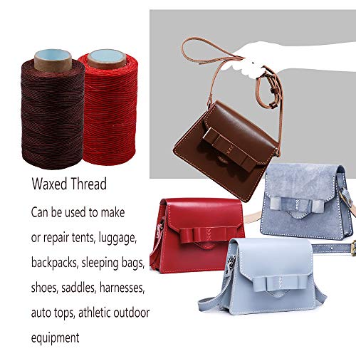 284Yards Leather Sewing Waxed Thread, 210D Upholstery Thread Heavy Duty | Waxed Thread for Bookbinding, Upholstery Thread Heavy Duty, Wax String for Leather Craft DIY/Bookbinding/Shoe Repairing - color: Dark Coffee