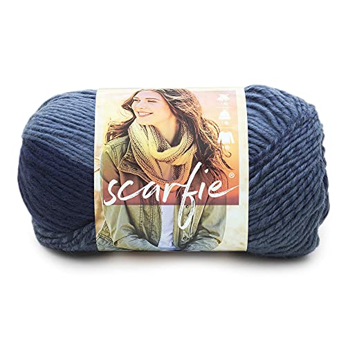 Lion Brand Yarn Scarfie Bulky Yarn, Denim/Navy, 1 Pack | Bulky Acrylic Wool Blend Knit & Crochet Fiber for Self-Striping Scarves, Colorful Cardigans, Chunky Blankets, Hats - color: Denim/Navy, size: 1 Pack