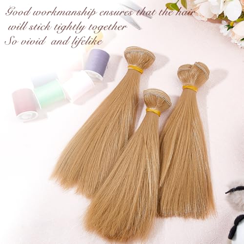 DICOSMETIC 5Pcs Doll Wig Doll Hair 15.5cm Straight Short Dolls Hair High Temperature Fiber Dolls Hairs Wefts Extensions Camel Faux Hairs Replacement for Adult DIY Crafts | High Temperature Fiber, Hair Wefts Extensions, Faux Hair Replacement, For DIY Craft