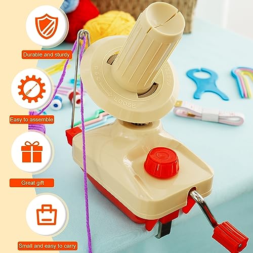 Yarn Ball Winder Hand Operated Low Noise Winder with Scissors Portable Lightweight Wool String Winders Reusable Manual Winders for Yarn Wool Fiber String