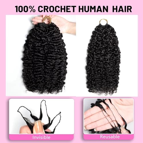 Feather Crochet Human Hair 20 Inch Crochet Burmese Curly 15A 100% Human Hair Bundles 120g 80 Strands Pre-Separated Crochet Hair for Black Women Burmese Curly Invisible Crochet Hair Extensions - color: Burmese Curly Crochet Hair, size: 20 20 Inch