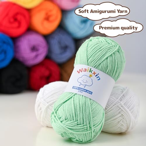 20 Pack of Fluffy Cotton Yarn for Crocheting and Knitting, 35.27oz/2620yds 100% Cotton Yarn, 5 Ply Soft Crochet Amigurumi Yarn for DIY Crafts&Puzzle,Socks,Hats.(Set B) - color: 20 B