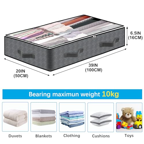 BiCINE 6 Pack Under Bed Storage Containers, 90L Collapsible Closet Organizers and Storage Bins, Underbed Storage Bags for Wrapping Paper, Blanket, Towels, Clothes, Comforter, Sweaters, Linen Sheets | Under Bed Storage Bins, Underbed Storage Bags for Wrapp
