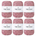NICEEC 6 Skeins Soft Tape Yarn-Pink | Crocheting Craft Paper Yarn Easy Crochet Raffia Yarn Ribbon Yarn for DIY Craft Gift Wrapping Total Length 1.76oz*2/109yds*2 - color: Pink, size: 6 Pack