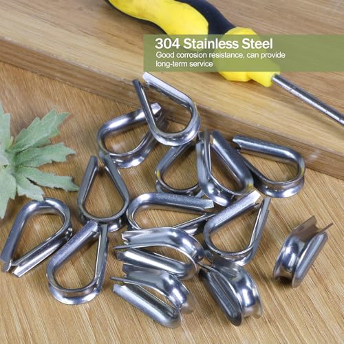 M6 Wire Rope Thimble, 304 Stainless Steel Thimble for 7/32-1/4 Inch Diameter Wire Rope, 50 Pieces - size: M6