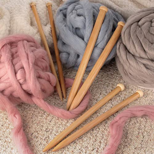 JubileeYarn Jumbo Bamboo Knitting Needles - 3 Pair Deluxe Set - 15mm, 20mm, 25mm - size: 15mm, 20mm, & 25mm (16" Long)