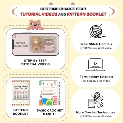 LoopMap Amigurumi Crochet Kit for Beginners with Removable Dress & Video Tutorials, DIY Bear Making Kit Includes Premium Yarn & Tools, Creative Gift for Adults Teens (Yellow) - color: yellow, style: Bear K01