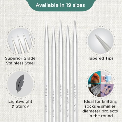KnitPro Stelo Double-Pointed Needles 8" (20cm) | US Size 10 (6mm) - size: US Size 10 (6mm)
