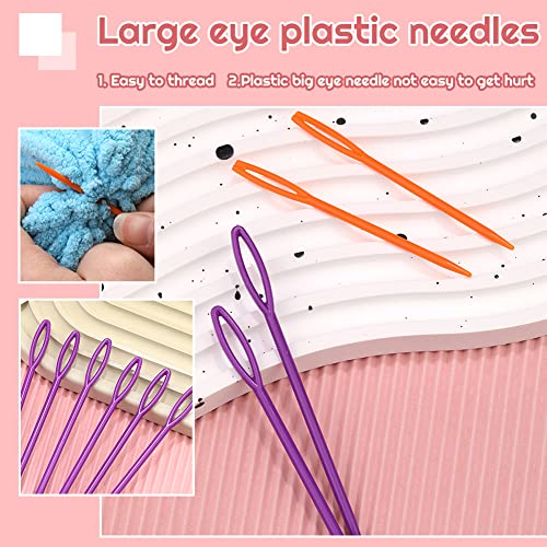 Wonvoc 8 Pcs Blue Loom Hooks with 12 Pcs Colorful Plastic Sewing Needles | Loom Knit Hook Set, Crochet Needle Hook Kit for Knitting Looms & Boards - color: Blue