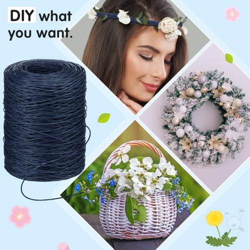 Syhood 673 Feet Floral Vine Bind Wire Rustic Craft Wire, Dark Blue | For DIY Craft Wrapping, Flower Bouquets Garland Arrangements, , Christmas Wreath Making - color: Dark Blue, size: 673 Feet