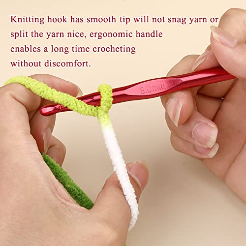 Iuuidu 8mm Aluminum Crochet Hook, Smooth Crochet Needles | Crochet Hooks for Arthritic Hands, Knitting Needles for Yarn Craft, Great Handmade DIY Present for Friends, Random Color - color: Aluminum Crochet Hook, size: 8.0mm