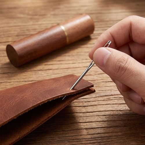 25 PCS Yarn Needle Large Tapestry Needles, Stainless Steel Embroidery Needles, Pointed Sewing Needle with Solid Wood Case for Leather, Tapestry, Knitting and Crafts