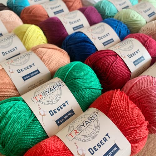Troyarn Desert Giza Cotton (4- Skeins Pack) 100% Mercerized Giza Cotton Yarn Super Fino Worsted Weight #1 Soft Knitting and Crochet Yarn (4 x 1.76 oz) / (4 x 137 Yds) (11058 - Pistachio) - color: 11058, size: 4 Skein