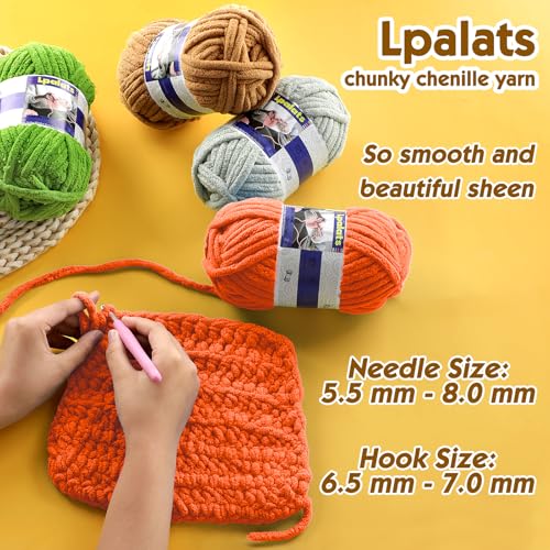 #6 Super Bulky Blanket Beige Yarn - Chunky Chenille Yarn for Crocheting | Baby Blanket Yarn (Each 3.5oz/100g, 71yds/65m) - Polyester - Thick Plush Fluffy Yarn for Crochet Amigurumi Blankets - color: Beige