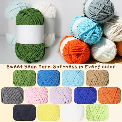 6 Pack of 1.76oz Chenille Yarn for Crocheting,60yards Soft Fluffy Velvet Yarn, Ideal Crochet for DIY Baby Blankets Toys Scarves Throw Pillows Hats Cushions(Black) - color: Black