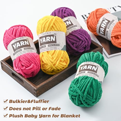 Fluffy Chunky Chenille Crochet Yarn, Baby Yarn for Crocheting Soft Blanket, Bulky Velvet Yarn (100g/54.8yds), Plush Amigurumi Yarn for Knitting Crafts, Scarves, Puzzle (Light Khaki) - color: Light Khaki