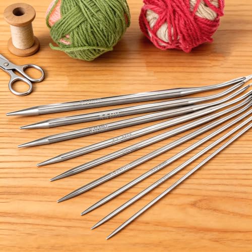 9 Pack Round Knitting Needles, Circular Knitting Needles Set, Stainless Steel Knitting Needles Kit, 32 Inch Round Long Smooth Metal Knitting Needles for Beginners Making Sweater Scarf Blanket(9 Sizes)