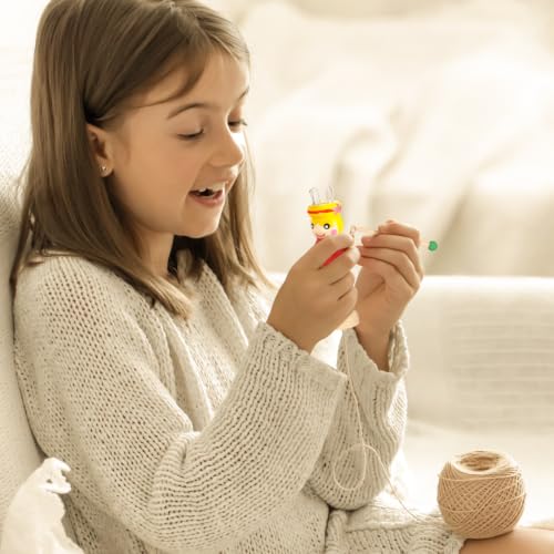 ARTIBETTER Wooden French Knitter Hand-Painted Spool & Needle 2 Sets | Wood Craft for Home, Easy Yarn Weaving Fixes Boredom - Kids Kit Makes Cord Quickly