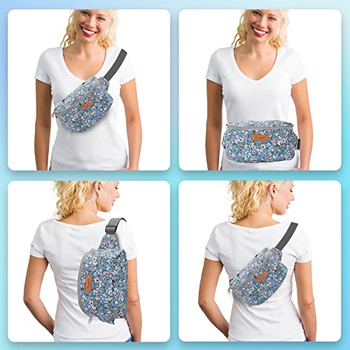 Yarn Crossbody Waist bag Small Yarn Storage Organizer for Yarn Skeins-Organizer for Crochet Hooks and Accessories - color: Flower-blue