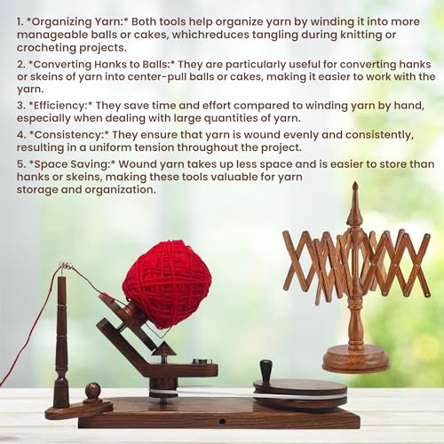 Galaxy Indiacraft Hand Operated Yarn Ball Winder | Swift, Yarn, Wool, and String Holder| Knitting & Crochet Accessories - color: BROWN-MULTI