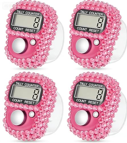 4Pcs Electronic Tally Counter with Display, Resettable Portable Electronic Finger Counter for Golf, Track and Field, Lap Counting - color: Pink
