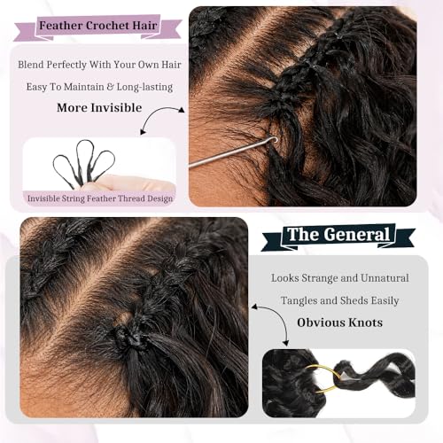 Burmese Curly Crochet Human Hair 120g Knotless Pre-Separated Feather Crochet Human Hair Bundles 14inch Invisible Miracle Knots Reusable Human Crochet Hair For Black Women Natural Black
