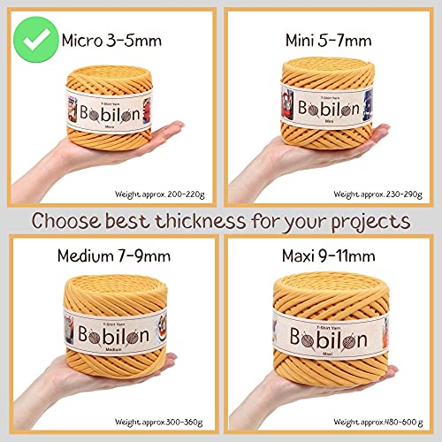 Bobilon 3-5 mm Cotton Yarn - Crochet, Knitting, Macrame - Apricot Crush | 100% cotton t shirt yarn for amigurumi, crochet, knitting and macrame; new fabric, not recycled; 109 yds - color: Apricot 1