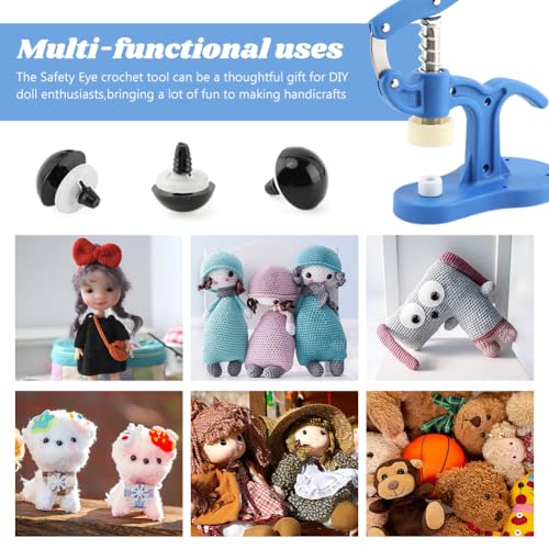 Safety Eye Installation Tool for Amigurumi & Stuffed Animals, 5-45mm Crochet Eyes Auxiliary Tool with Ergonomic Lever Handle, Professional Crafting Supplies for Big Special Safety Eyes(COLOR:Blue)