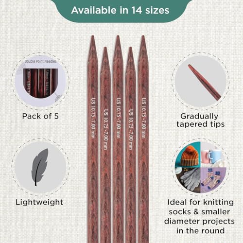 KnitPro Dreamz Double Pointed Needles 8" (20cm) | US Size 10.75 (7mm) - size: US 10.75 (7mm)